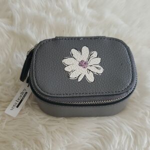 Vera Bradley Gray Floral Zip Case with White Daisy